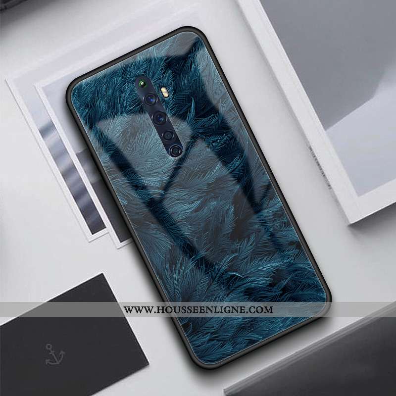 Étui Oppo Reno2 Z Silicone Verre Amoureux Net Rouge Téléphone Portable Tendance Soirée Noir