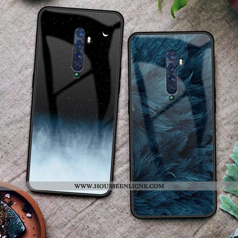 Étui Oppo Reno2 Z Silicone Verre Amoureux Net Rouge Téléphone Portable Tendance Soirée Noir