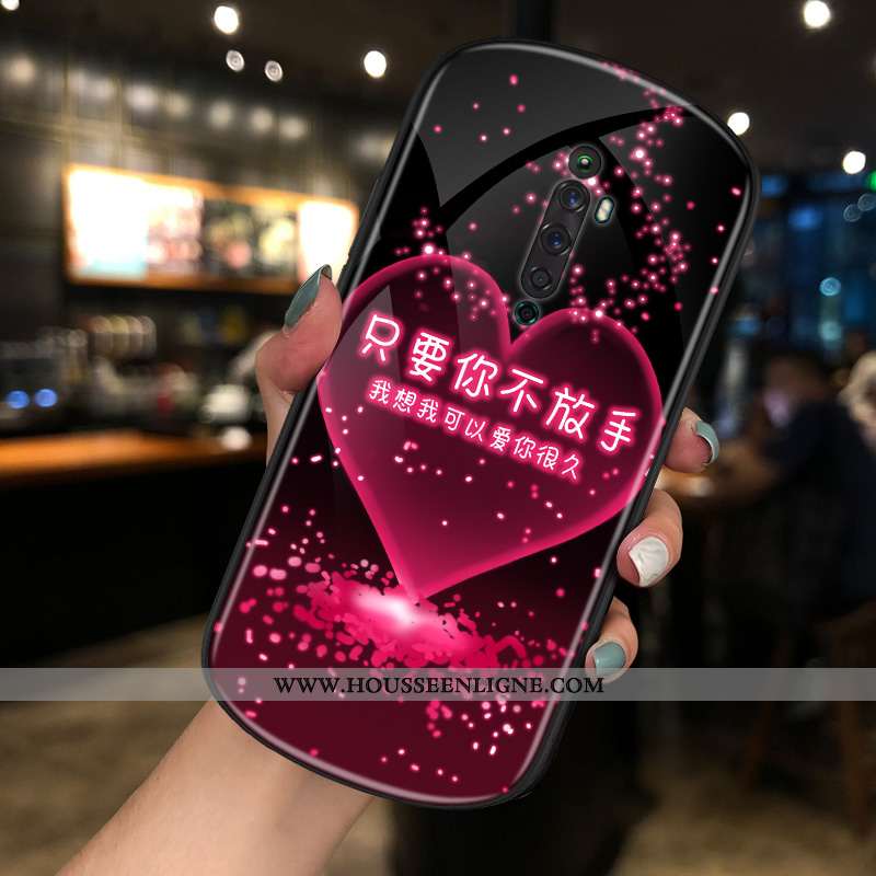Étui Oppo Reno2 Z Tendance Verre Net Rouge Personnalité Rond Téléphone Portable Rouge