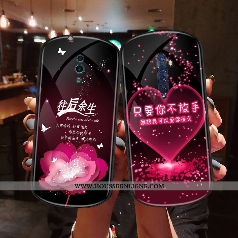 Étui Oppo Reno2 Z Tendance Verre Net Rouge Personnalité Rond Téléphone Portable Rouge