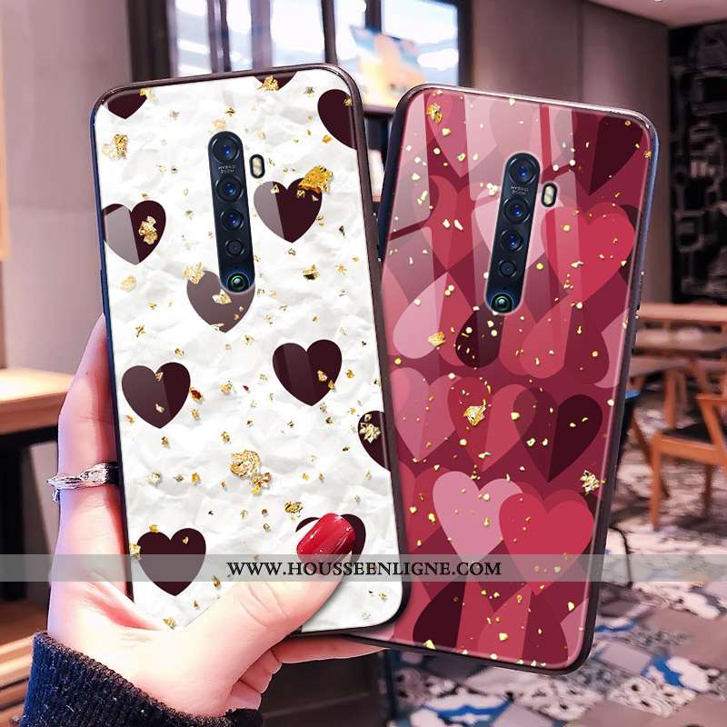 Étui Oppo Reno2 Z Verre Tendance Modèle Fleurie Cœur Blanc Léopard Coque Blanche