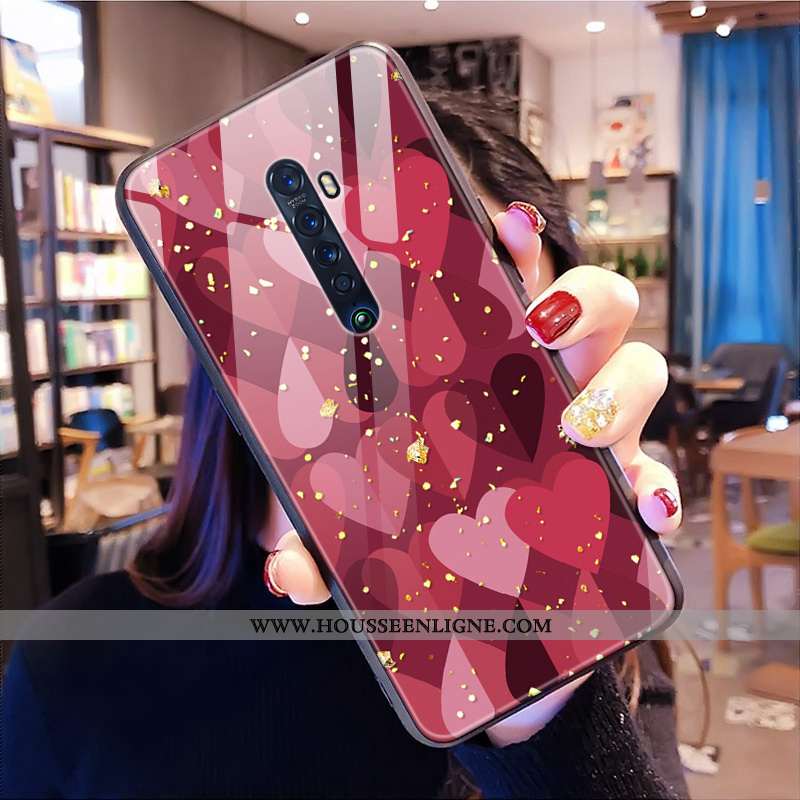 Étui Oppo Reno2 Z Verre Tendance Modèle Fleurie Cœur Blanc Léopard Coque Blanche