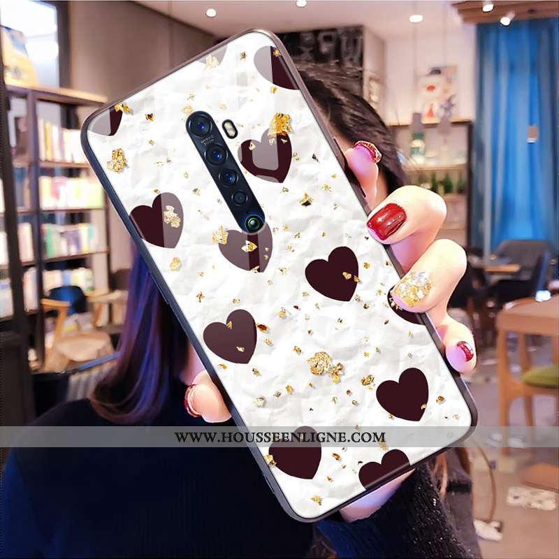 Étui Oppo Reno2 Z Verre Tendance Modèle Fleurie Cœur Blanc Léopard Coque Blanche