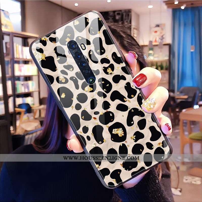 Étui Oppo Reno2 Z Verre Tendance Modèle Fleurie Cœur Blanc Léopard Coque Blanche