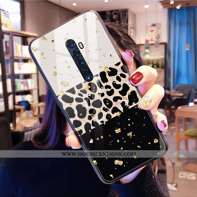Étui Oppo Reno2 Z Verre Tendance Modèle Fleurie Cœur Blanc Léopard Coque Blanche