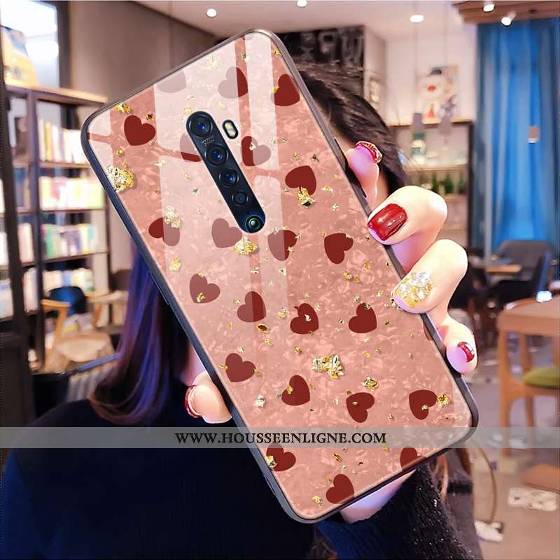 Étui Oppo Reno2 Z Verre Tendance Modèle Fleurie Cœur Blanc Léopard Coque Blanche