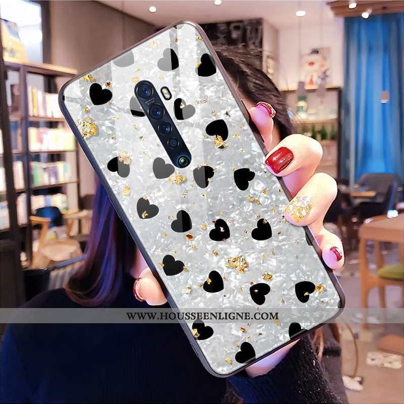 Étui Oppo Reno2 Z Verre Tendance Modèle Fleurie Cœur Blanc Léopard Coque Blanche