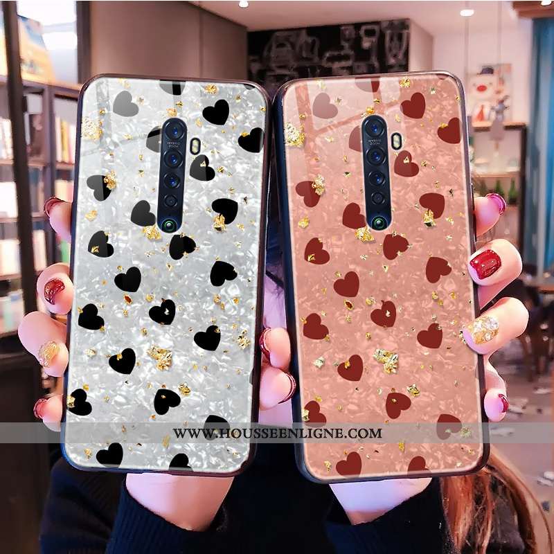 Étui Oppo Reno2 Z Verre Tendance Modèle Fleurie Cœur Blanc Léopard Coque Blanche