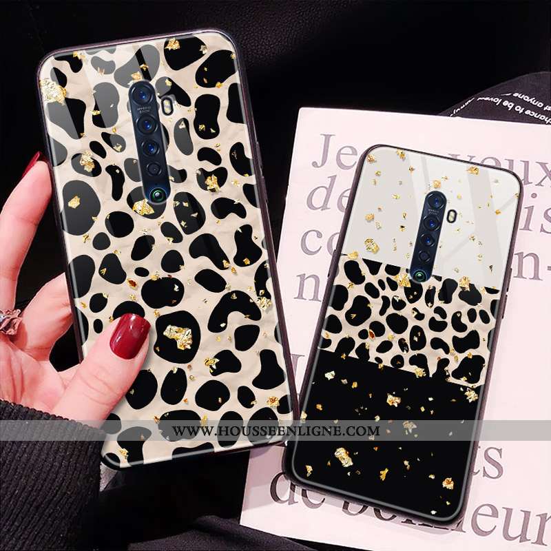 Étui Oppo Reno2 Z Verre Tendance Modèle Fleurie Cœur Blanc Léopard Coque Blanche