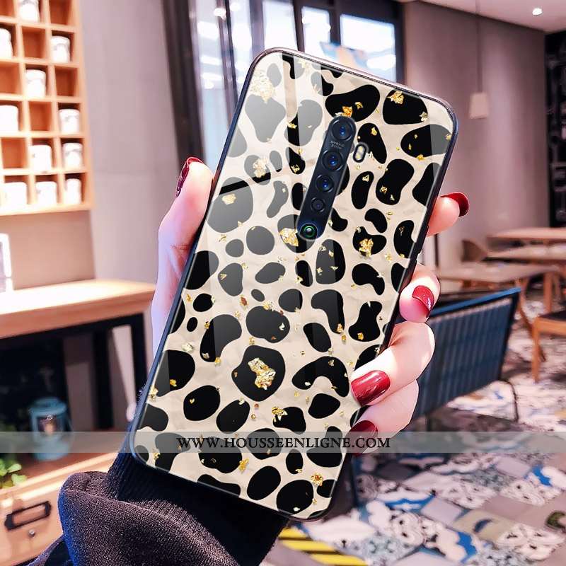 Étui Oppo Reno2 Z Verre Tendance Modèle Fleurie Cœur Blanc Léopard Coque Blanche
