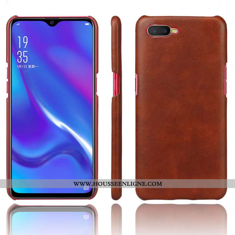 Étui Oppo Rx17 Neo Cuir Protection Coque Marron Qualité Téléphone Portable