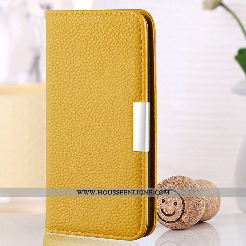 Étui Samsung Galaxy A10 Cuir Modèle Fleurie Litchi Jaune Protection Tout Compris Téléphone Portable
