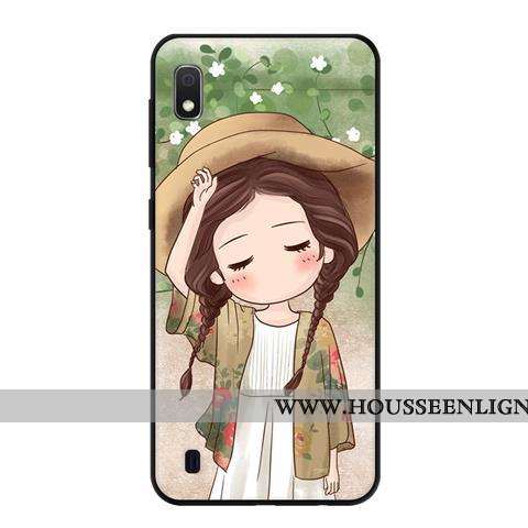 Étui Samsung Galaxy A10 Délavé En Daim Fluide Doux Noir Protection Frais Bleu Étoile