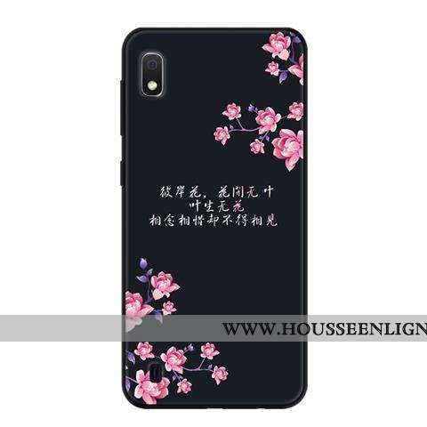 Étui Samsung Galaxy A10 Délavé En Daim Fluide Doux Noir Protection Frais Bleu Étoile