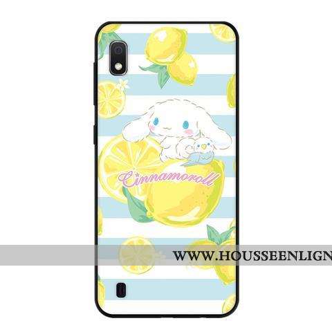 Étui Samsung Galaxy A10 Délavé En Daim Fluide Doux Noir Protection Frais Bleu Étoile
