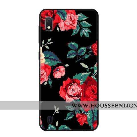 Étui Samsung Galaxy A10 Délavé En Daim Fluide Doux Noir Protection Frais Bleu Étoile
