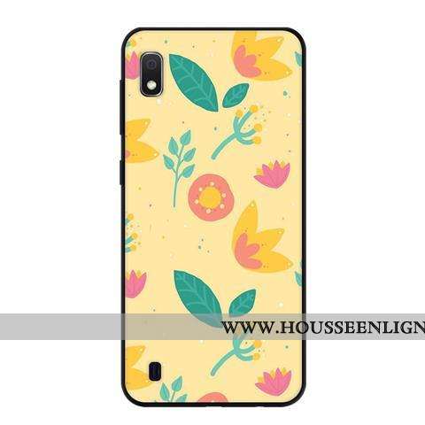 Étui Samsung Galaxy A10 Délavé En Daim Fluide Doux Noir Protection Frais Bleu Étoile