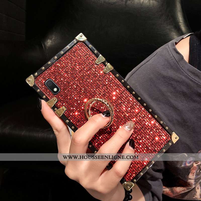 Étui Samsung Galaxy A10 Mode Incruster Strass Étoile Placage Coque Incassable Rouge
