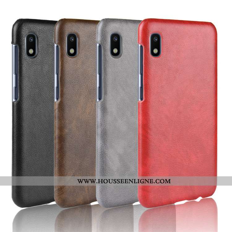 Étui Samsung Galaxy A10 Protection Cuir Coque Modèle Fleurie Téléphone Portable Litchi Rouge
