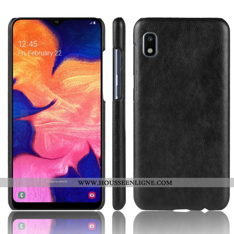 Étui Samsung Galaxy A10 Protection Cuir Coque Modèle Fleurie Téléphone Portable Litchi Rouge