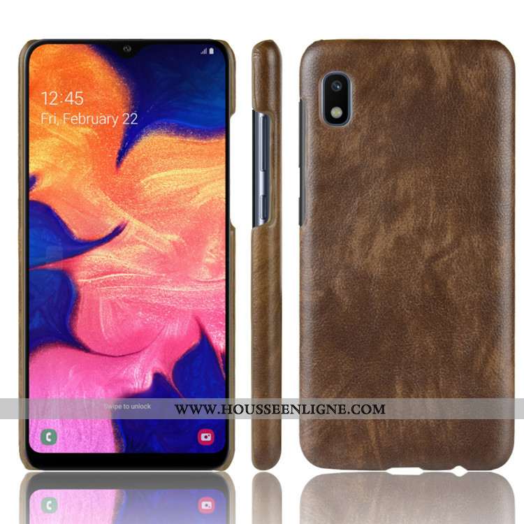 Étui Samsung Galaxy A10 Protection Cuir Coque Modèle Fleurie Téléphone Portable Litchi Rouge