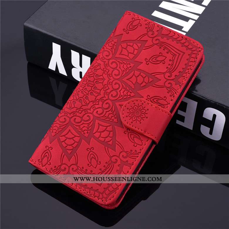Étui Samsung Galaxy A10s Cuir Fluide Doux Incassable Housse Totem Coque Rouge
