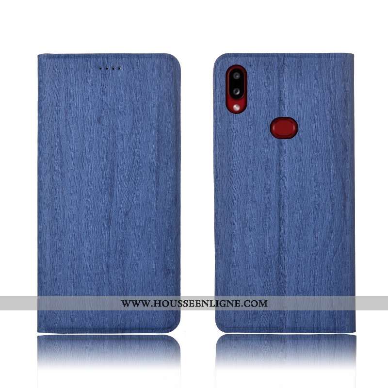 Étui Samsung Galaxy A10s Délavé En Daim Tendance Nouveau Étoile Protection Modèle Fleurie Cuir Bleu