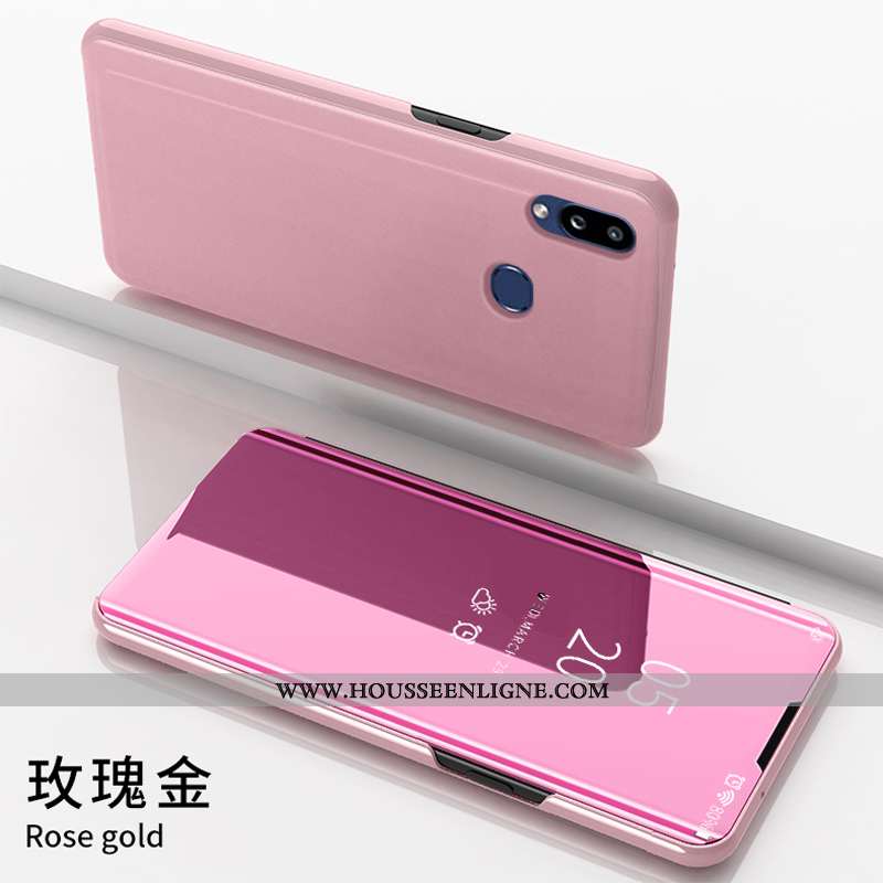 Étui Samsung Galaxy A10s Protection Cuir Clamshell Coque Dimensionnel Téléphone Portable Rose