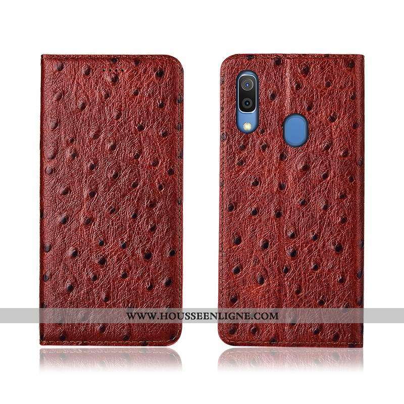 Étui Samsung Galaxy A20e Protection Cuir Véritable Téléphone Portable Marron Clamshell Silicone