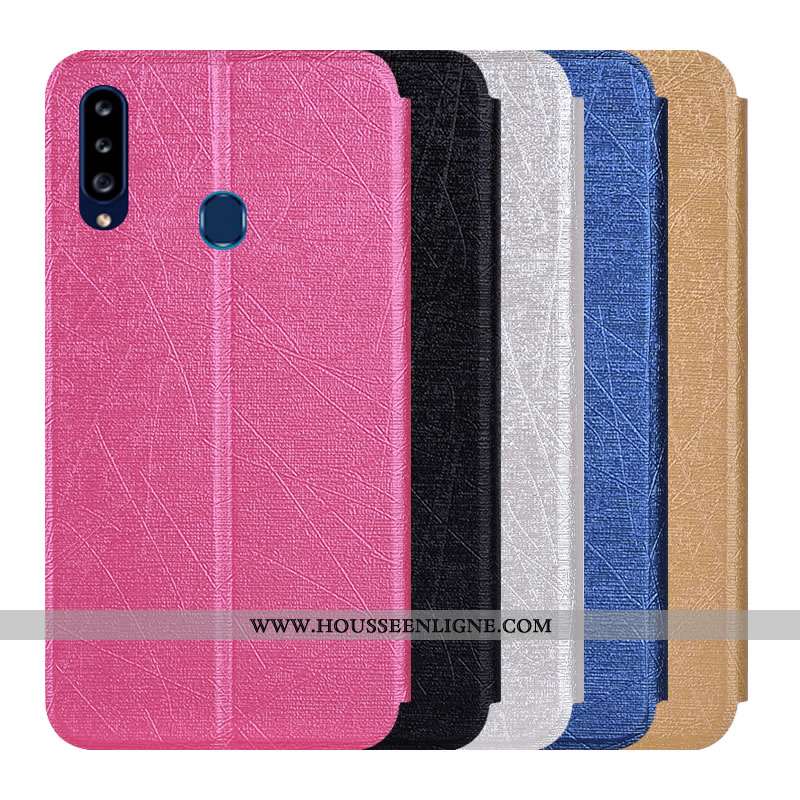 Étui Samsung Galaxy A20s Cuir Protection Coque Téléphone Portable Incassable Housse Étoile Rose