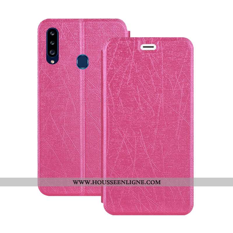 Étui Samsung Galaxy A20s Cuir Protection Coque Téléphone Portable Incassable Housse Étoile Rose