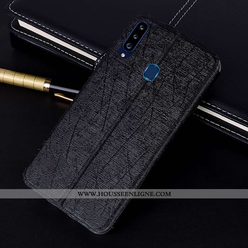 Étui Samsung Galaxy A20s Cuir Protection Coque Téléphone Portable Incassable Housse Étoile Rose