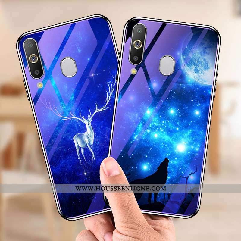 Étui Samsung Galaxy A20s Fluide Doux Protection Fleur Étoile Bleu Difficile Nouveau