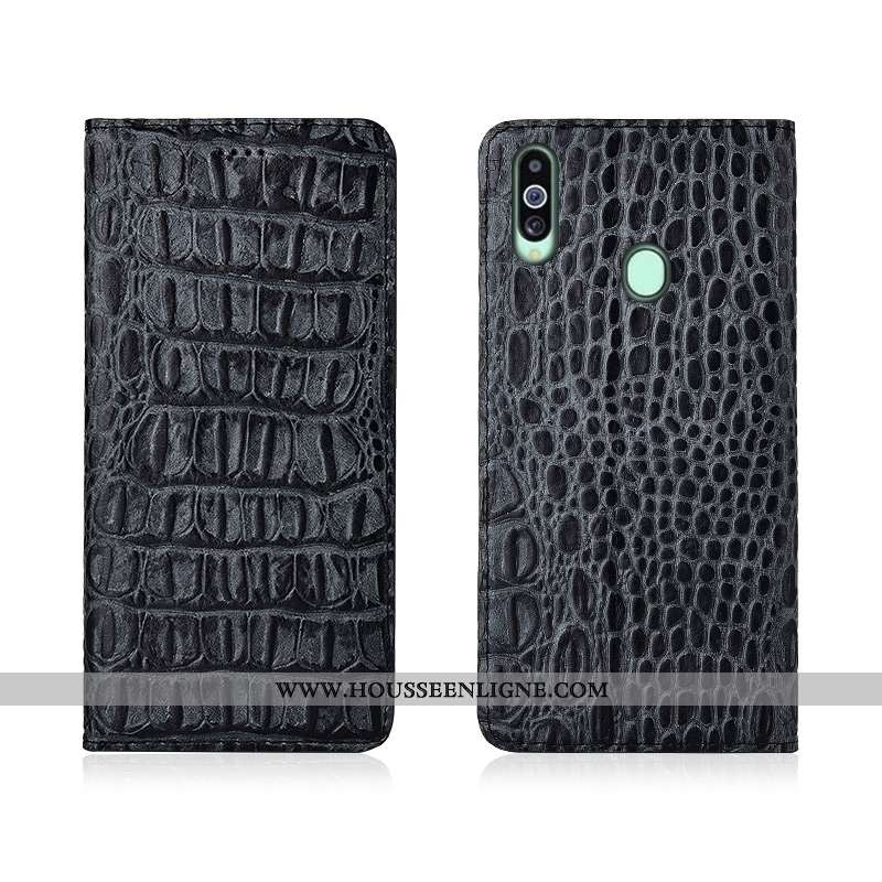 Étui Samsung Galaxy A20s Protection Délavé En Daim Noir Housse Cuir Nouveau