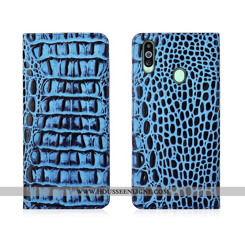 Étui Samsung Galaxy A20s Protection Délavé En Daim Noir Housse Cuir Nouveau