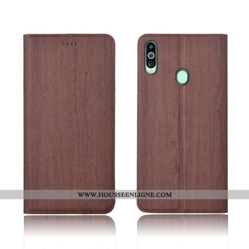 Étui Samsung Galaxy A20s Tendance Cuir Rouge Modèle Fleurie Arbres Silicone Tout Compris Rose