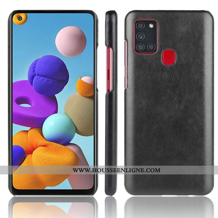 Étui Samsung Galaxy A21s Cuir Délavé En Daim Étoile Coque Téléphone Portable Personnalité Gris