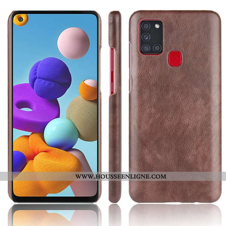 Étui Samsung Galaxy A21s Cuir Délavé En Daim Étoile Coque Téléphone Portable Personnalité Gris