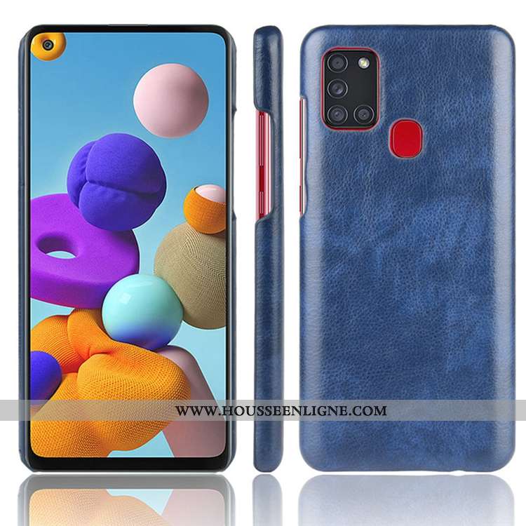 Étui Samsung Galaxy A21s Cuir Délavé En Daim Étoile Coque Téléphone Portable Personnalité Gris