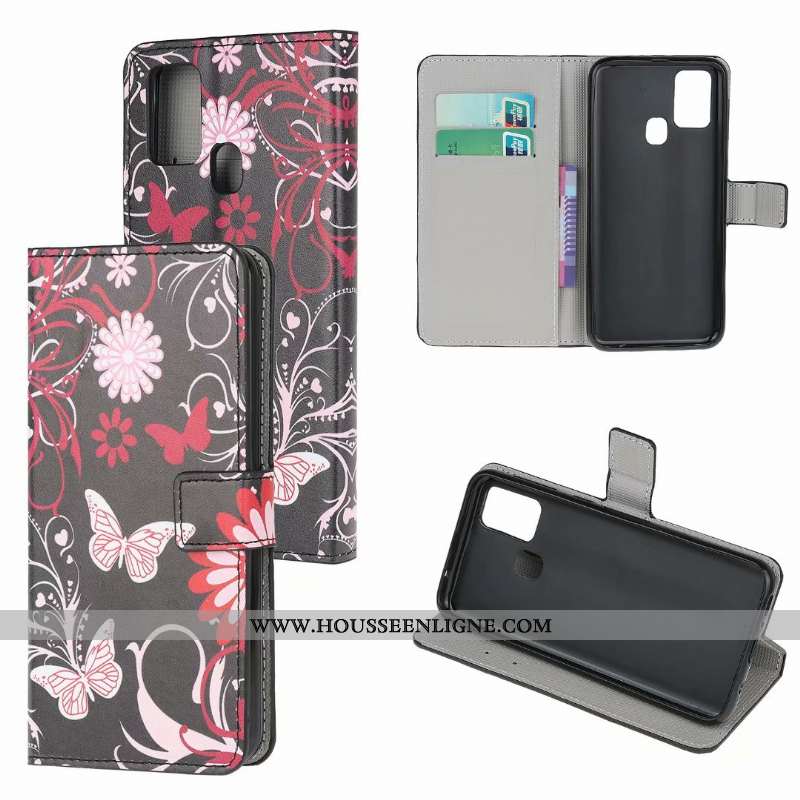 Étui Samsung Galaxy A21s Cuir Peinture Téléphone Portable Blanc Coque Housse Blanche