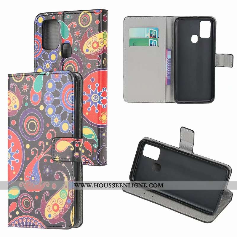 Étui Samsung Galaxy A21s Cuir Peinture Téléphone Portable Blanc Coque Housse Blanche