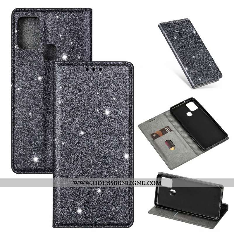 Étui Samsung Galaxy A21s Cuir Téléphone Portable Coque Une Agrafe Étoile Clamshell Rose