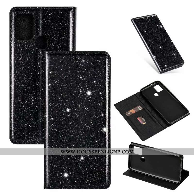 Étui Samsung Galaxy A21s Cuir Téléphone Portable Coque Une Agrafe Étoile Clamshell Rose