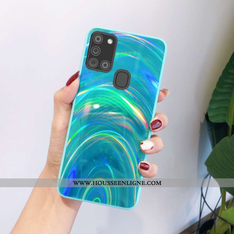 Étui Samsung Galaxy A21s Dessin Animé Tendance Silicone Fluide Doux Coque Légères Bleu