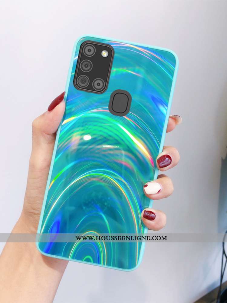 Étui Samsung Galaxy A21s Dessin Animé Tendance Silicone Fluide Doux Coque Légères Bleu