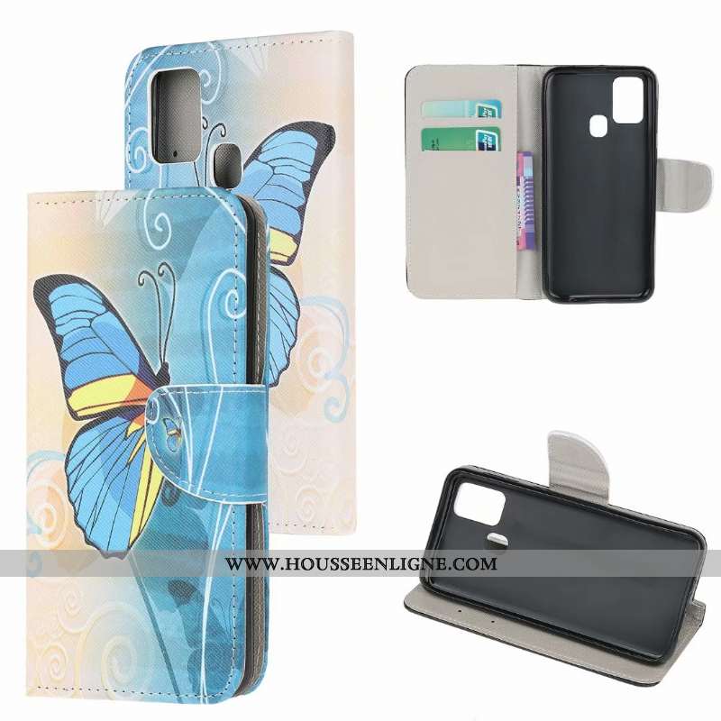 Étui Samsung Galaxy A21s Modèle Fleurie Protection Vert Téléphone Portable Étoile Coque Verte