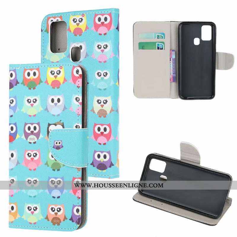 Étui Samsung Galaxy A21s Modèle Fleurie Protection Vert Téléphone Portable Étoile Coque Verte