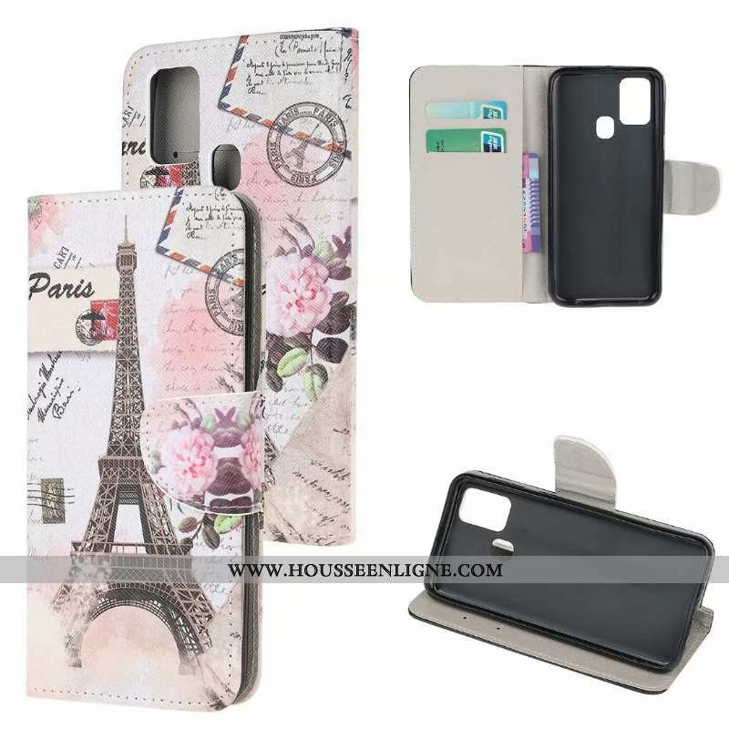 Étui Samsung Galaxy A21s Modèle Fleurie Protection Vert Téléphone Portable Étoile Coque Verte