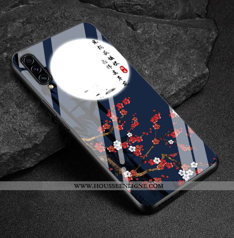 Étui Samsung Galaxy A30s Fluide Doux Silicone Bleu Marin Personnalité Protection Verre Étoile Bleu F