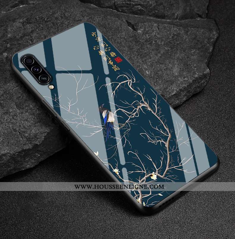 Étui Samsung Galaxy A30s Fluide Doux Silicone Bleu Marin Personnalité Protection Verre Étoile Bleu F